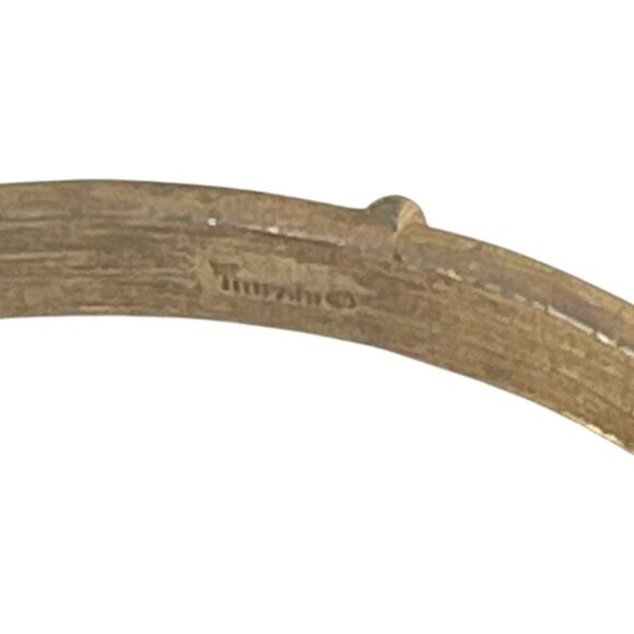 Vintage Trifari Gold-Tone Textured Bamboo-Style Bangle Bracelet For Women 2.5-In - Picture 4 of 7